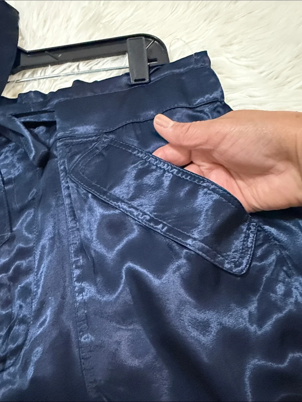 J. Crew Satin-Look Navy Wide-Leg Tie-Waist Pants Size 10
